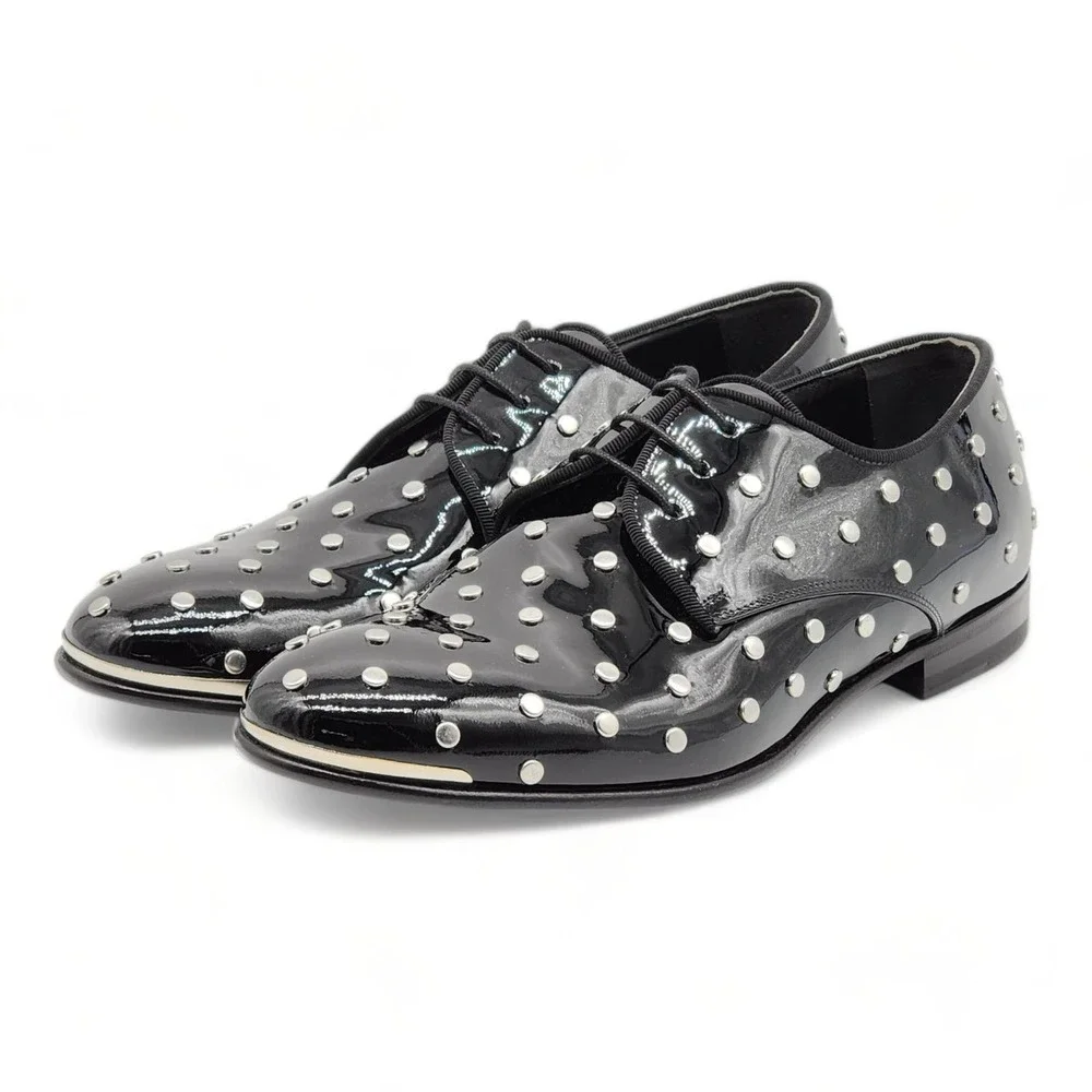 Alexander McQueen Patent Leather Men's Studded Derby Shoes $1150